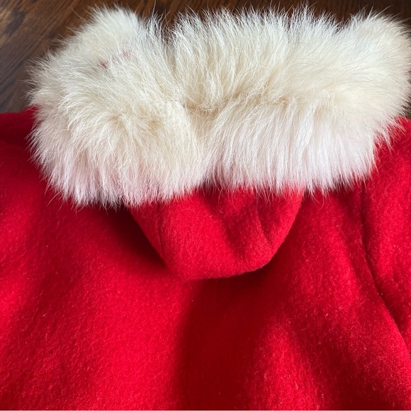 Vintage James Bay Pure Virgin Wool Red Coat with Real Fur Collar Size M - Picture 12 of 14